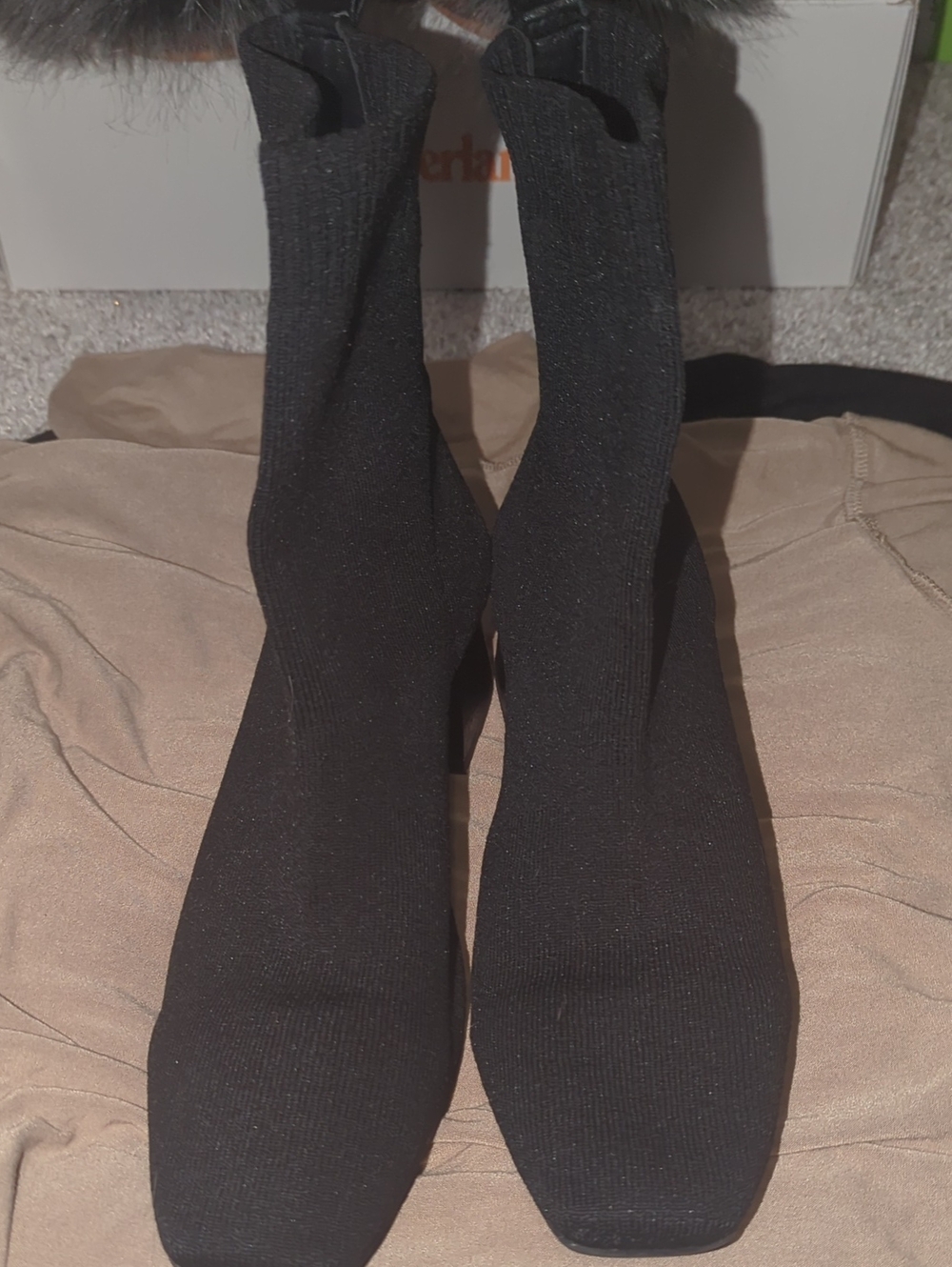 Cushionaire-Black Stretch Knit Sock Boot -